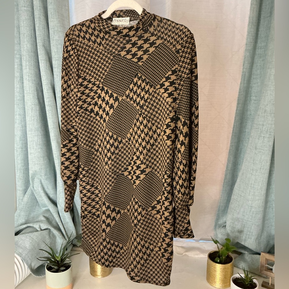 Long Sleeve Geometric Shirt Dress